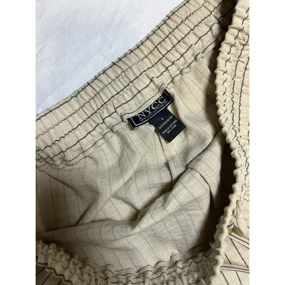 NYCC Beige Striped Wide Leg Cargo Lounge High Waist Boho Pants Women size L - Picture 2 of 7